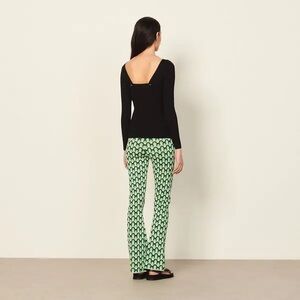 SANDRO Black Bare back Knit Rubbed‎ sweater women size 1 US S stretch